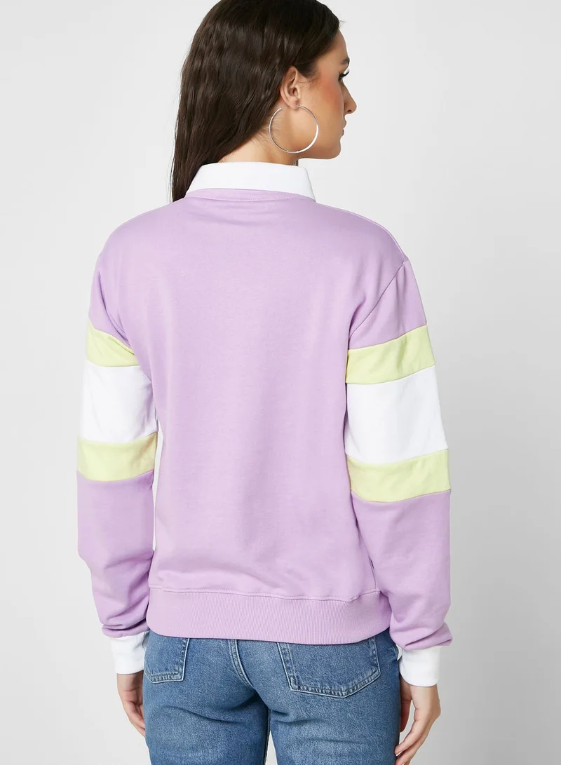 Ginger Varsity Sweatshirt With Collar & Cuff