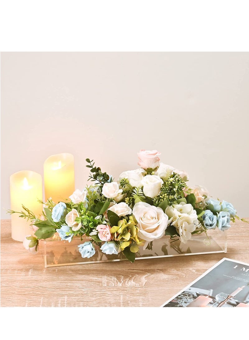 MIXDE Acrylic Flower Vase Rectangular - Flower Vases for Centerpieces Total  vase - Table Centerpieces Floral Centerpieces for Dining Room Table Home Wedding Decor - Image 1