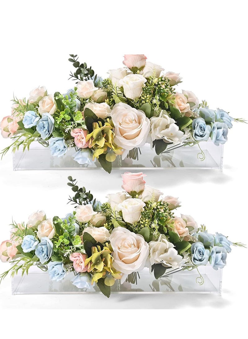 MIXDE Acrylic Flower Vase Rectangular - Flower Vases for Centerpieces Total  vase - Table Centerpieces Floral Centerpieces for Dining Room Table Home Wedding Decor - Image 2