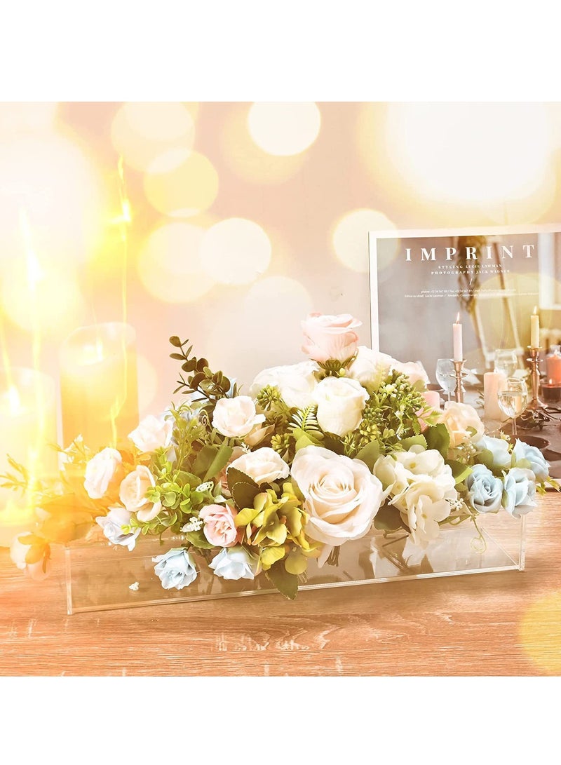 MIXDE Acrylic Flower Vase Rectangular - Flower Vases for Centerpieces Total  vase - Table Centerpieces Floral Centerpieces for Dining Room Table Home Wedding Decor - Image 3