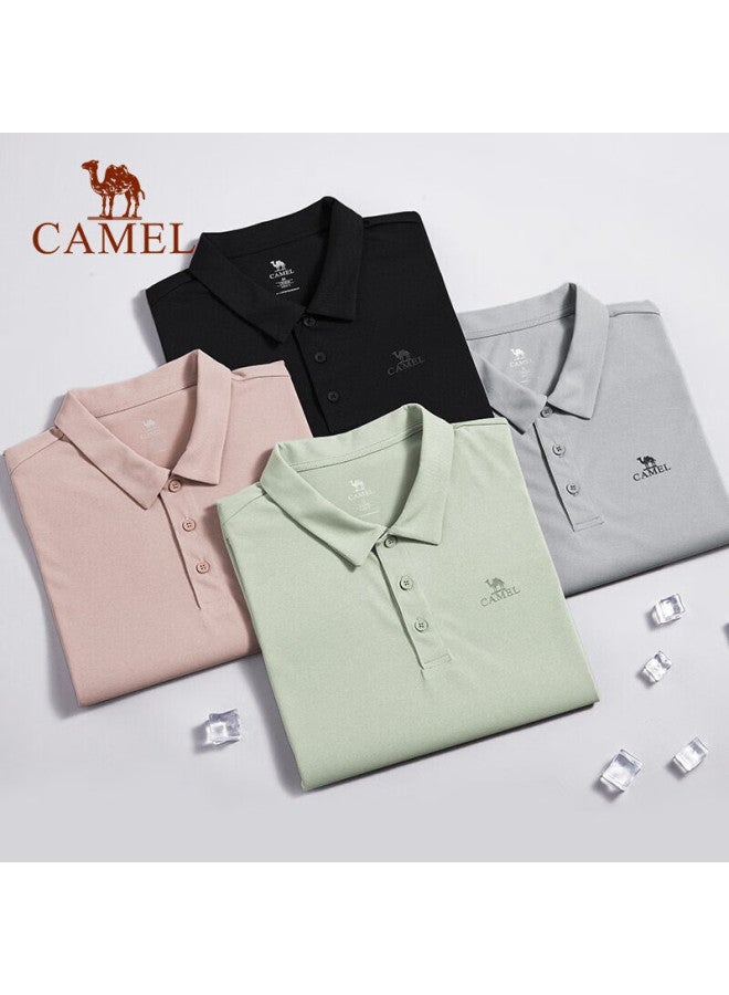 Camel Polo Shirt, Outdoor Elastic Quick-dry T-shirt, Short-sleeved, Collared, Sports Casual Breathable Short-sleeve, 1003 - Image 2