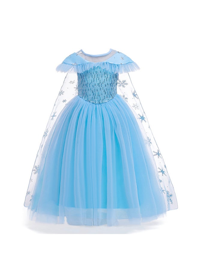 Long-sleeved Dress With Mesh Long Cape, Princess Dress, Performance Costume, Little Princess Dress, Frozen Officially Licensed