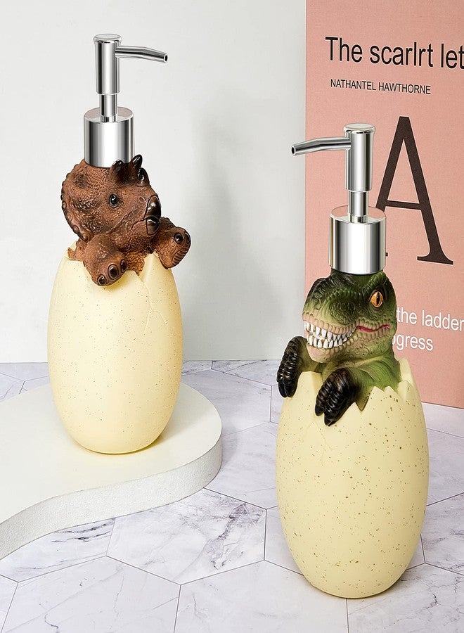 Eaasty Dinosaur Soap Dispenser 2 Pieces Egg Kids Soap Dispenser Cute Dinosaur Bathroom Accessories Animal Shower Lotion Liquid Refillable Shampoo Bottle with Pump for Kitchen Bath Countertop Decor - Image 3