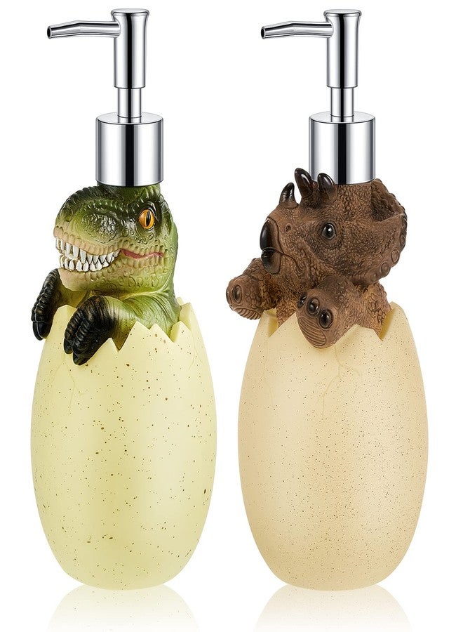 Eaasty Dinosaur Soap Dispenser 2 Pieces Egg Kids Soap Dispenser Cute Dinosaur Bathroom Accessories Animal Shower Lotion Liquid Refillable Shampoo Bottle with Pump for Kitchen Bath Countertop Decor - Image 1