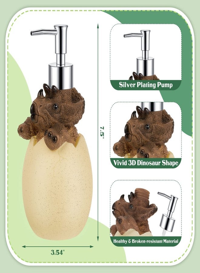 Eaasty Dinosaur Soap Dispenser 2 Pieces Egg Kids Soap Dispenser Cute Dinosaur Bathroom Accessories Animal Shower Lotion Liquid Refillable Shampoo Bottle with Pump for Kitchen Bath Countertop Decor - Image 2