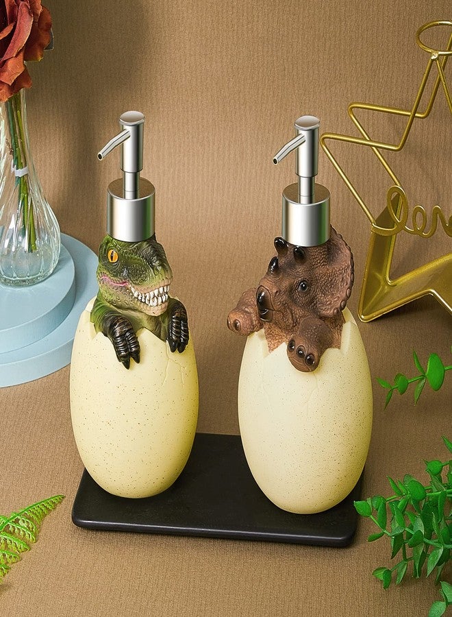 Eaasty Dinosaur Soap Dispenser 2 Pieces Egg Kids Soap Dispenser Cute Dinosaur Bathroom Accessories Animal Shower Lotion Liquid Refillable Shampoo Bottle with Pump for Kitchen Bath Countertop Decor - Image 5