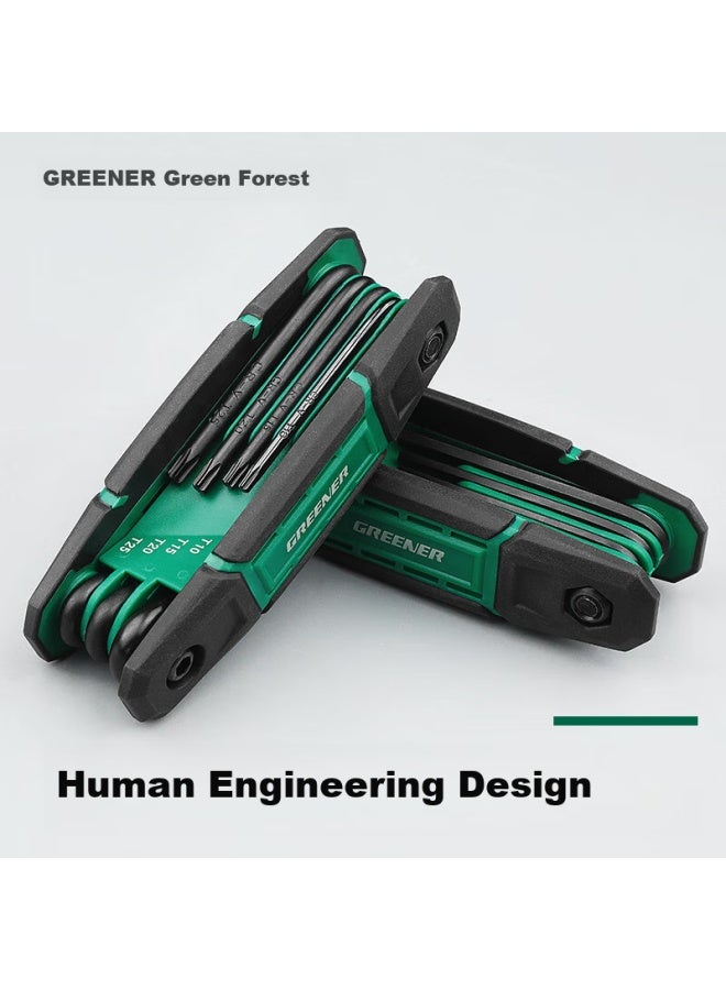 Greener Plum Blossom Folding Wrench Set, Household T-shaped Plum Blossom Multi-angle Locking Wrench, 8-piece Set - Image 3