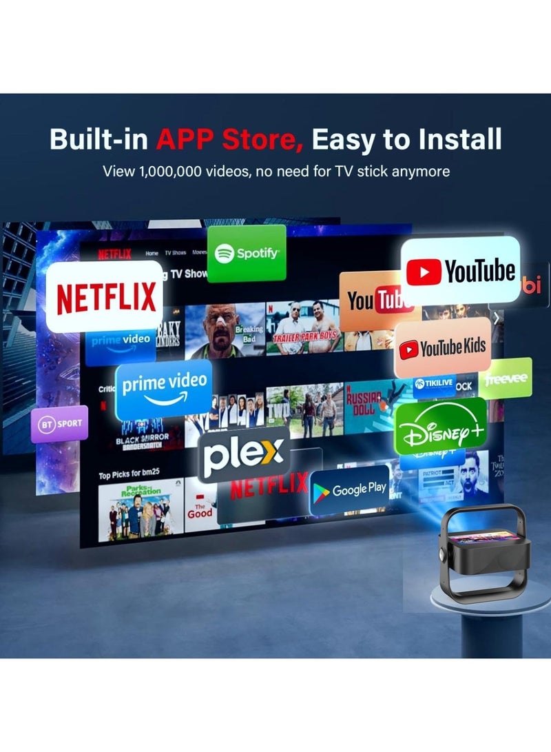 جهاز عرض 4K عالي الدقة 800ANSI بمفتاح تصحيح Keystone وشاشة تعمل باللمس مع بلوتوث 5.4 وتلفزيون Google وNetflix رسمي للجهاز، جهاز عرض محمول صغير للسينما المنزلية والترفيه اليومي - Image 4