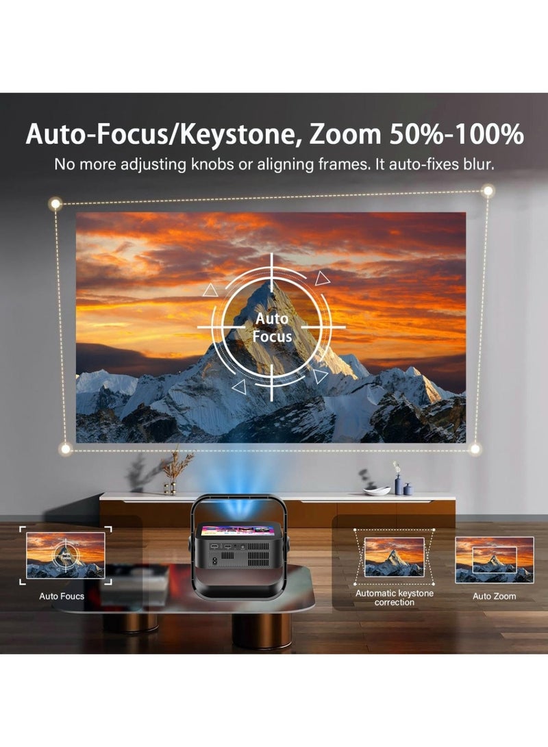 جهاز عرض 4K عالي الدقة 800ANSI بمفتاح تصحيح Keystone وشاشة تعمل باللمس مع بلوتوث 5.4 وتلفزيون Google وNetflix رسمي للجهاز، جهاز عرض محمول صغير للسينما المنزلية والترفيه اليومي - Image 3