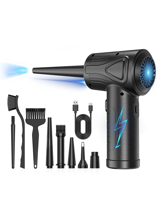 منفضة هواء مضغوط، منفضة هواء لاسلكية ومكنسة كهربائية، منفضة هواء كهربائية مزودة بإضاءة LED، 3 سرعات قابلة للتعديل بسرعة 51000 دورة في الدقيقة، منفاخ لاسلكي محمول، منفضة غبار للكمبيوتر الشخصي ولوحة المفاتيح وتنظيف السيارة والمنزل - Image 1