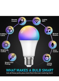 SKY-TOUCH 2pcs LED Smart Bulb E27 Remote Control Adjustable Color 10W A60  - Image 2