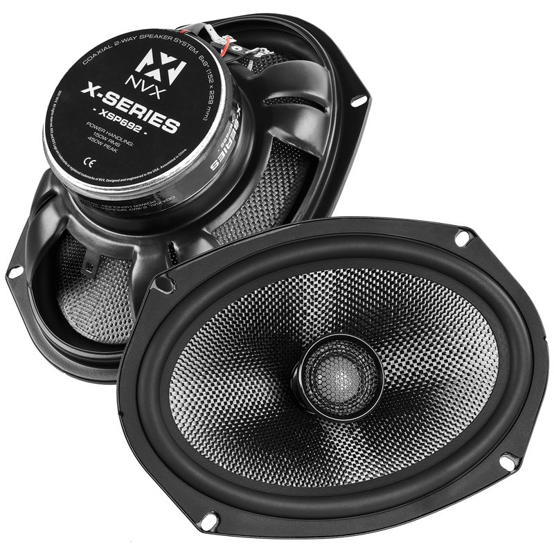 NVX XSP692 6x9 Car Speakers 600W Max 300W RMS 2Way Coaxial w 1 Silk Dome Tweeters Builtin XOvers Easy to Install in CarsTrucksDoors Pair