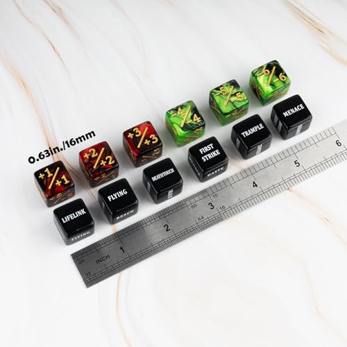 LAMJAM 48 Pieces Abilities Keywords MTG Dice Counters Plus One Life Counter Dice Bulk Creature Stats Buff Tokens Dice Set for Magic The Gathering MTG Card Games Accessories - Image 5