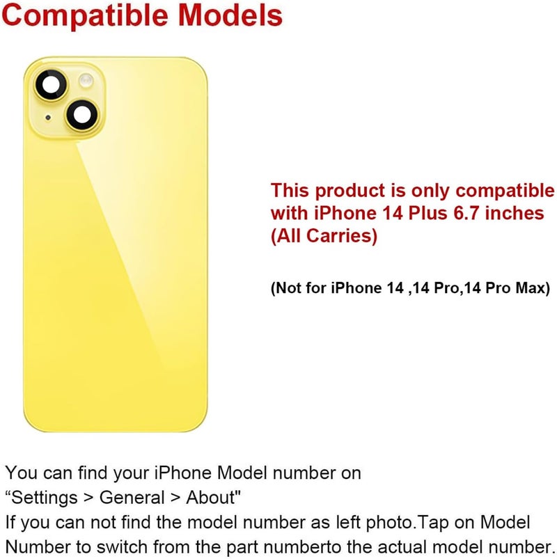 Perzework Rear Back Glass Replacement for iPhone 14 Plus 6.7-inches with Reparing Toolkit and All Necessary Parts (Yellow) - Image 2