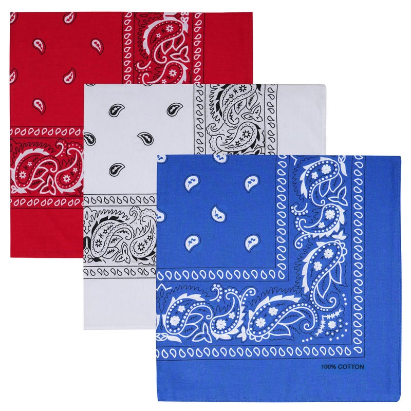 Raylarnia Bandana Multi-Purpose 100% Cotton Headbands for Women, 22 inch Paisley Cowboy Bandanas for Men - Image 1