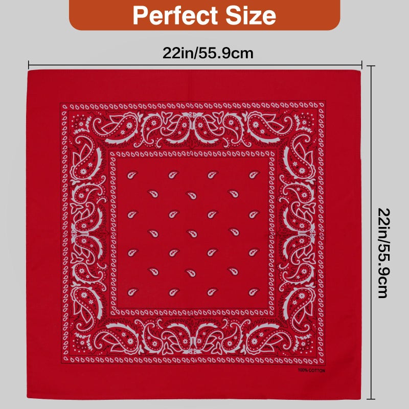 Raylarnia Bandana Multi-Purpose 100% Cotton Headbands for Women, 22 inch Paisley Cowboy Bandanas for Men - Image 3