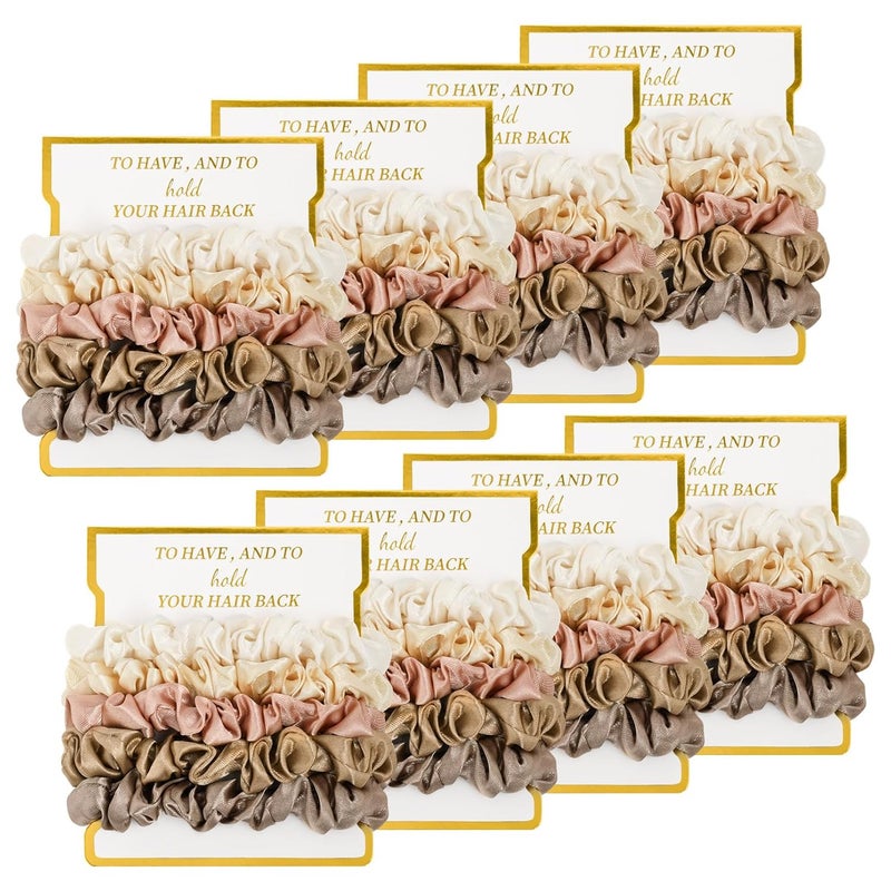 8 Pack Satin Scrunchies  Soft Hair Ties and Bachelorette Party Favors Hair Accessories for Womens Bridesmaid Proposal Ivory Light Gold Gold Dusty Pink Metal Grey