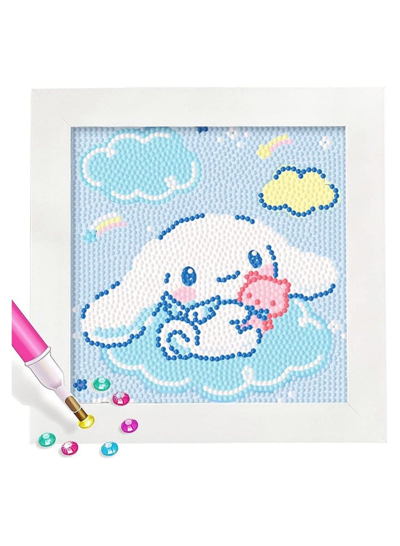general Cute 5D Diamond Art Kit with Wooden Frame, Adult Kids Kawaii DIY Painting Art, Diamond Art & Crafts Set, Big Gem Full Diamond Diamond Point Lady - Image 1