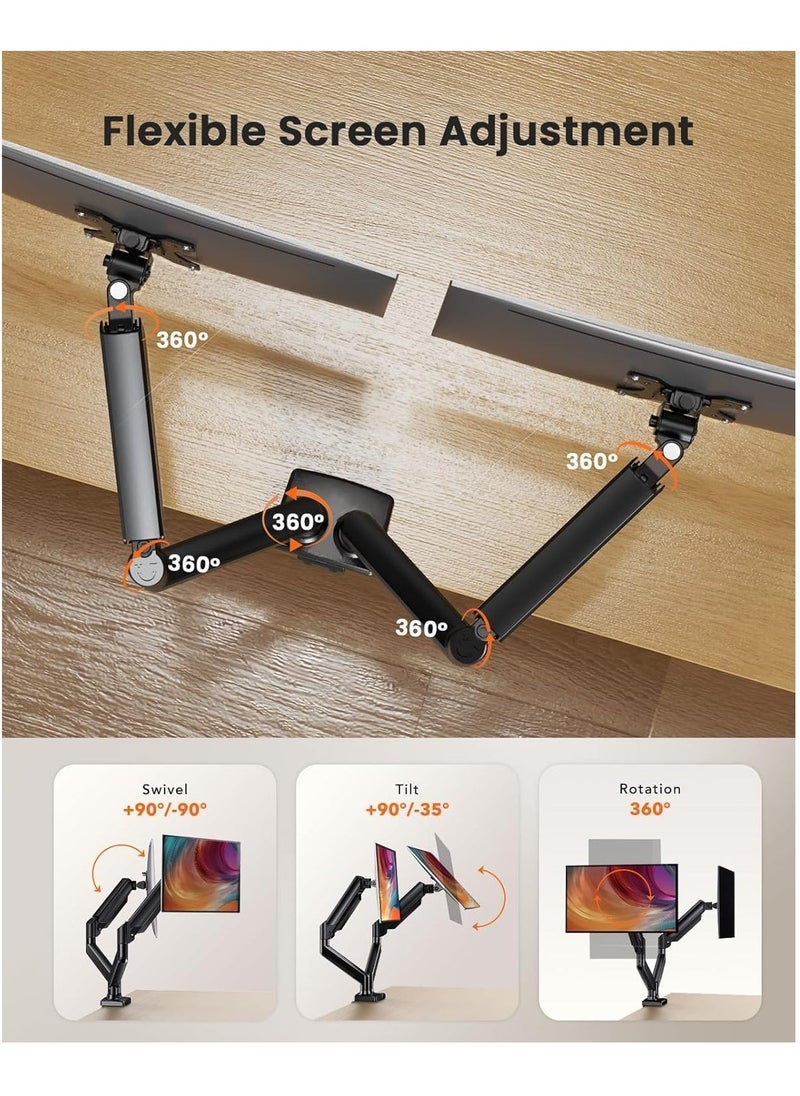 JAJEEK Dual Monitor Stand up to 32 Inches – Adjustable Dual Monitor Mount, Sturdy Steel VESA Monitor Mount with Max Load of 22lbs per Arm, Compatible with VESA 75x75/100x100mm – Ergonomic Desk Mount for Home & Office - Image 4
