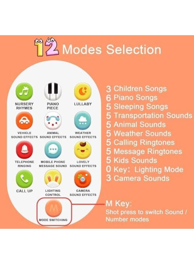 Baby Musical Toys, Sensory Learning Toys with 12 Functions,Silicone Pretend Touch Mobile Phone Toy,Baby Cell Phone Toys With Music And Sound,Preschool Birthday Gift For Girl Boy 18+ Months - Image 3