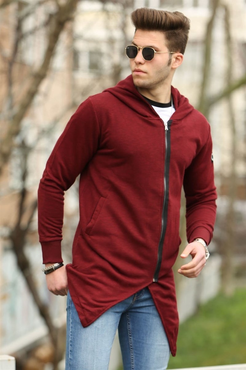 Madmext Claret Red Ripped Detailed Cardigan 4093  - Image 2