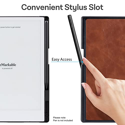 CoBak Case for Remarkable 2 Paper Tablet - Lightweight and Hard Back Shell Protective Book Folio Cover with Built-in Pen Holder - for 10.3" 2020 Released (Brown) - Image 3