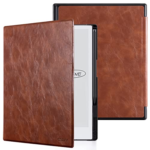 CoBak Case for Remarkable 2 Paper Tablet - Lightweight and Hard Back Shell Protective Book Folio Cover with Built-in Pen Holder - for 10.3" 2020 Released (Brown) - Image 2