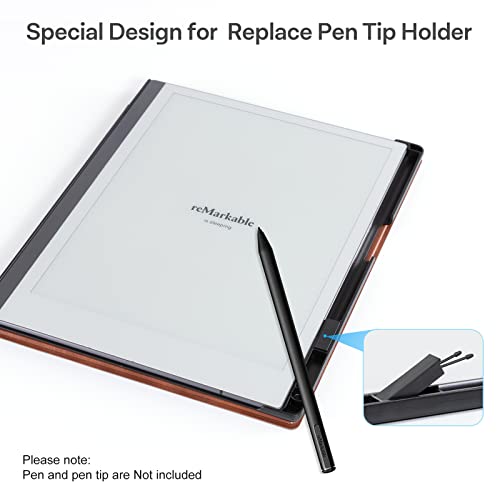 CoBak Case for Remarkable 2 Paper Tablet - Lightweight and Hard Back Shell Protective Book Folio Cover with Built-in Pen Holder - for 10.3" 2020 Released (Brown) - Image 4