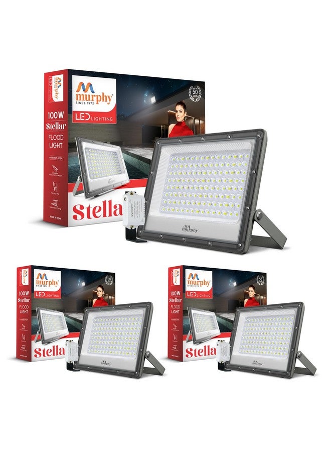 MURPHY Murphy Steller 100W Led Waterproof with Auto On/Off Day Night Light Sensor Flood Light : Pack of 3 (Cool White, BIS Approved)  - Image 1