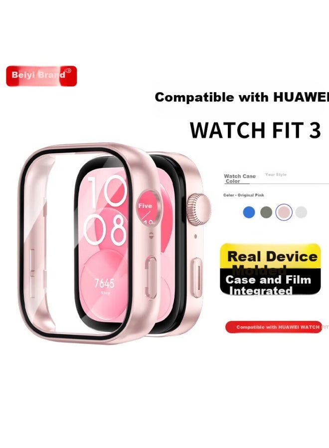 Beiyipin Protective Case And Tempered Glass Screen Protector For Huawei Watch Fit 3, Full-coverage Transparent Anti-drop And Scratch-resistant Watch Film Case - Image 1