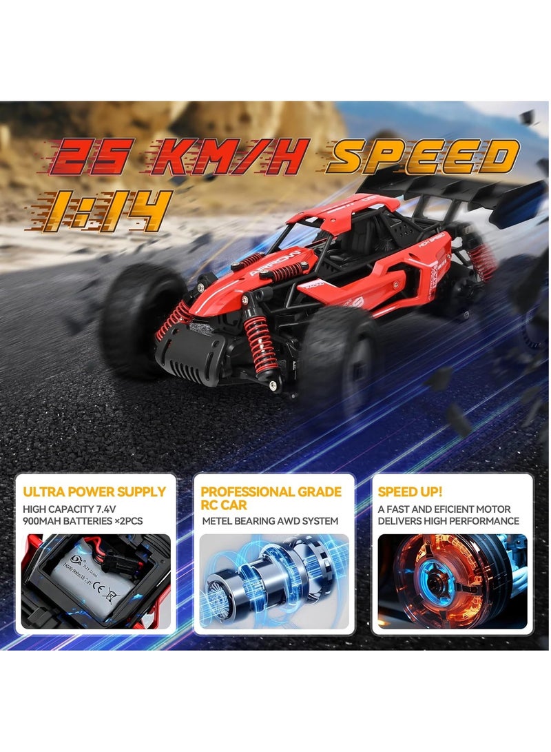 Sulong Toys 1:14 Scale High-Speed RC Car 25 KM/H - Alloy Remote Control Racing Car, Off-Road Drift Vehicle for Kids & Adults, Rechargeable Battery, Durable & Stylish Design - Black - Image 5