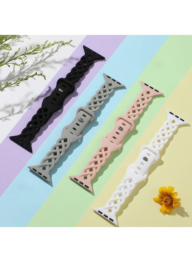 iWabcertoo Slim Silicone Bands Compatible with Apple Watch Band 40mm 38mm 41mm 44mm 45mm 46mm 42mm Women Floral Breathable Braided Lace Thin Sport Strap Replacement Wristbands for iWatch SE Series 10 9 8 7 6 5 4 - Image 4