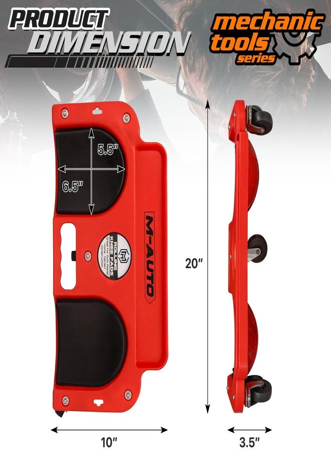 M-AUTO Rolling Knee Creeper Durable Knee Pads with Full 360 Degree Turn Casters and Tool Tray, Garage Kneeling Pads on Swivel Castors for Home Workshop Auto Repairing Maintaining, Red - Image 2