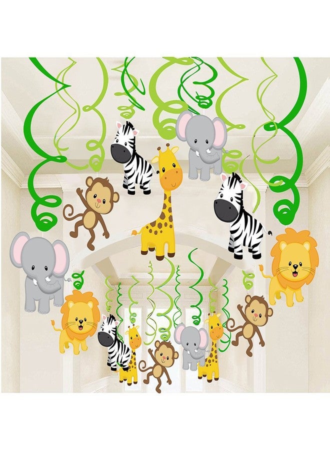 Lide Road 30Pcs Jungle Animals Party Hanging Swirl Decorations Jungle Animals Theme Ceiling Whirl Hanging Decorations for Jungles Animalss Theme Birthday Party Decor - Image 1