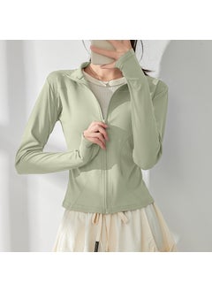 Womens Yoga Suit 2025 Spring New Style Pilates Training Sports Quick Dry Jacket Running Fitness Top All-Weather Training Outerw Cardamom green