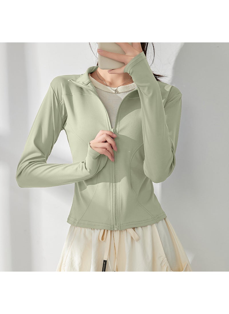Generic - Womens Yoga Suit 2025 Spring New Style Pilates Training Sports Quick Dry Jacket Running Fitness Top All-Weather Training Outerw Cardamom green - Image 1