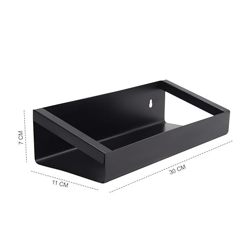 TechSrmaji Combo Black Metal Wall Mounted Shelf for Kitchen & Bathroom | Heavy Duty Multipurpose Storage Rack | Space Saving Wall Shelf Organizer for Home, Bedroom, Living Room & Office (Pack of 2) - Image 4
