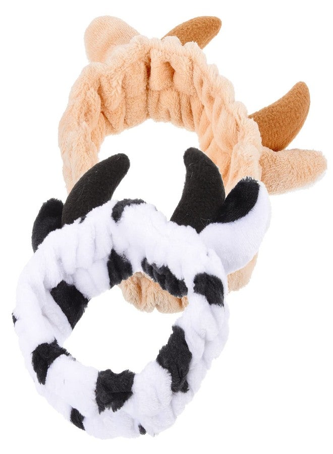 PACKOVE 2 Pcs Animal Face Wash and Hair Bundle Facial Spa Headband Face Wash Head Wrap Cow Headband Devil Horns Cosmetic Coral Fleece Hair Band Flannel Ear Trumpet Miss - Image 1