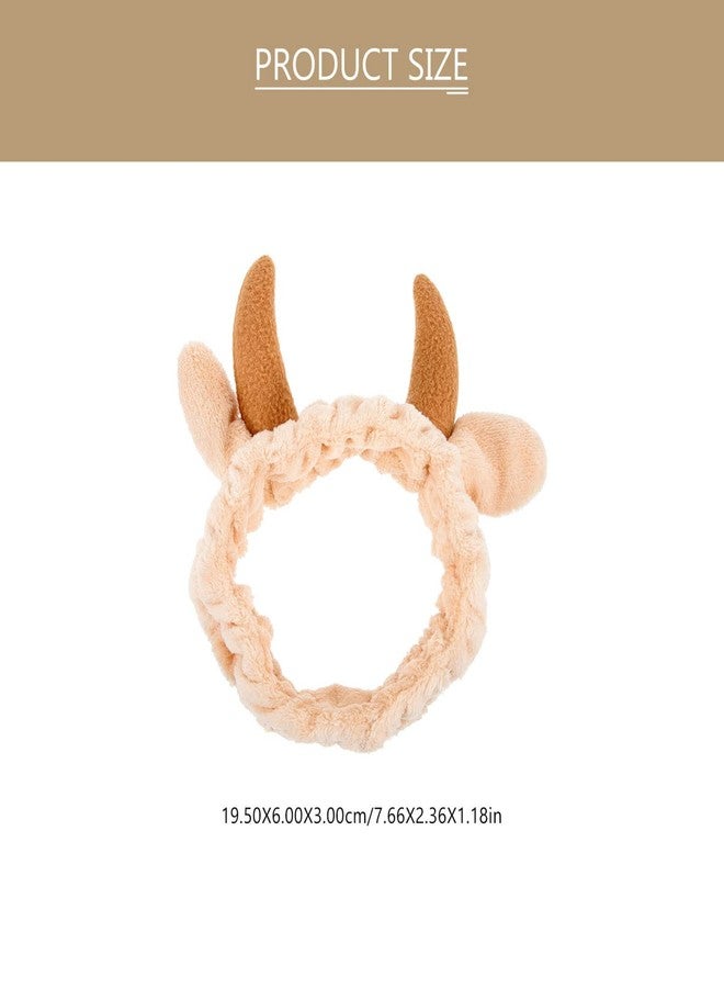 PACKOVE 2 Pcs Animal Face Wash and Hair Bundle Facial Spa Headband Face Wash Head Wrap Cow Headband Devil Horns Cosmetic Coral Fleece Hair Band Flannel Ear Trumpet Miss - Image 3