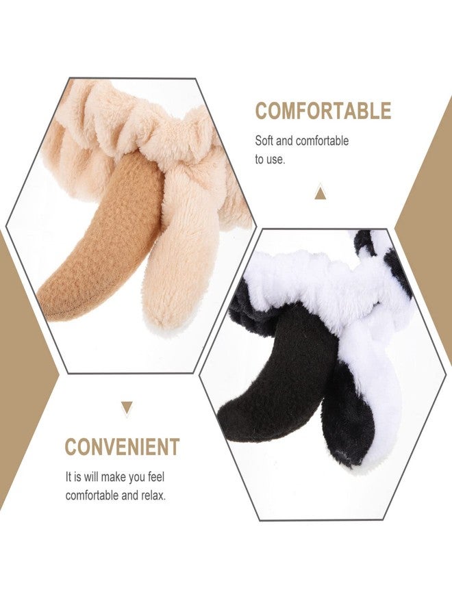 PACKOVE 2 Pcs Animal Face Wash and Hair Bundle Facial Spa Headband Face Wash Head Wrap Cow Headband Devil Horns Cosmetic Coral Fleece Hair Band Flannel Ear Trumpet Miss - Image 2