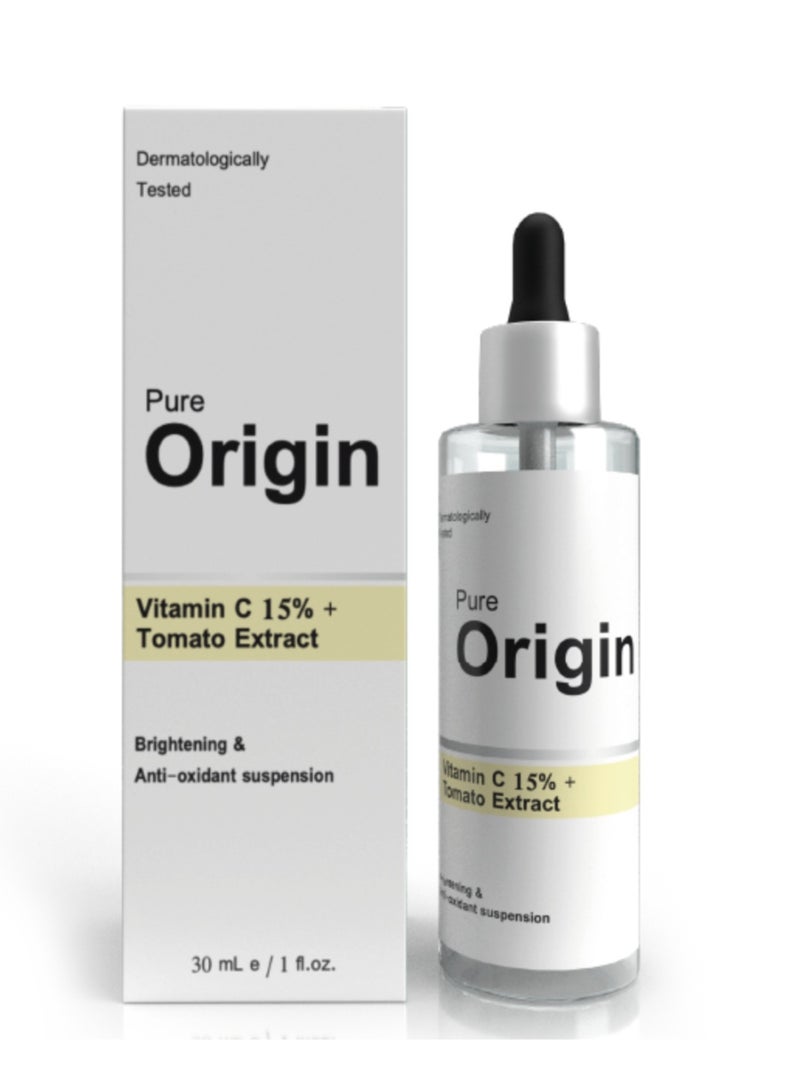 Pure Origin Vitamin C 15% + Tomato Extract Serum 30ml – Brightening & Glow Boost - Image 1