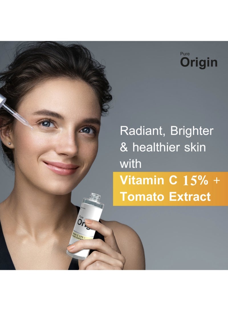 Pure Origin Vitamin C 15% + Tomato Extract Serum 30ml – Brightening & Glow Boost - Image 2