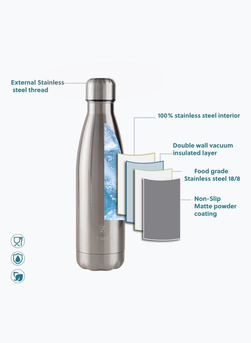 ZYMTA 500ML Stainless Steel Water Bottle | Double-Walled Vacuum Insulated Flask for Hot & Cold Drinks - Leak-Proof & BPA-Free - Image 5