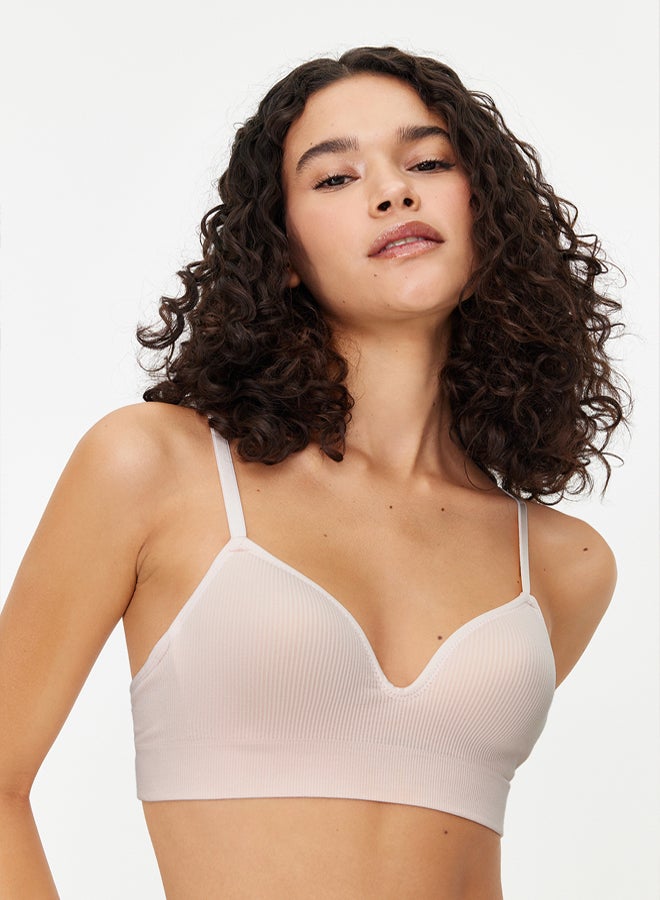 trendyol Powder Pink Seamless Strapless Non-Padded Non-Underwire Cupped Bralette Knit Bra  - Image 5