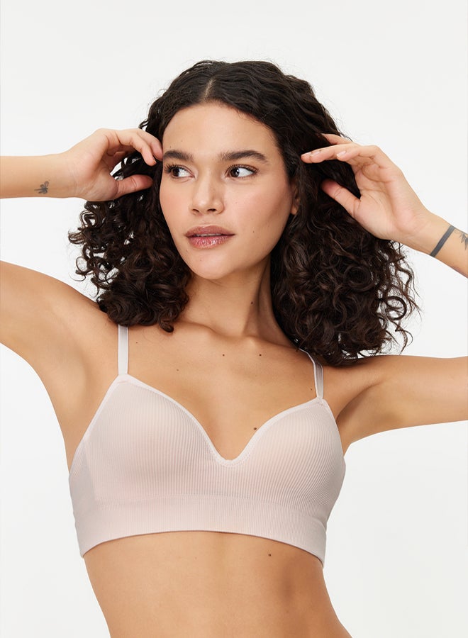 trendyol Powder Pink Seamless Strapless Non-Padded Non-Underwire Cupped Bralette Knit Bra  - Image 1