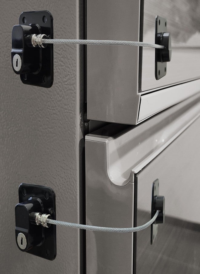 Moonybaby Freezer Lock 2 Packs, Fridge Lock with Steel Wire Protection, Easy to Use and Install, Fridge Locks for Kids, Fridge Locks with Key Surface-Friendly, Refrigerator Lock, Black - Image 1