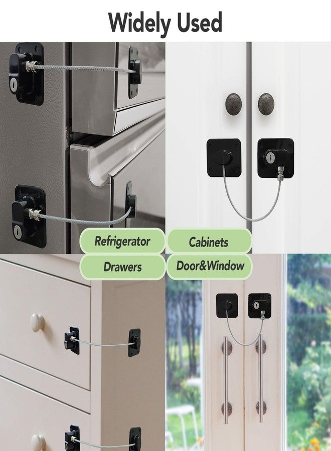 Moonybaby Freezer Lock 2 Packs, Fridge Lock with Steel Wire Protection, Easy to Use and Install, Fridge Locks for Kids, Fridge Locks with Key Surface-Friendly, Refrigerator Lock, Black - Image 5