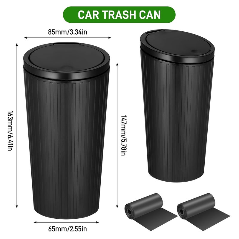 Yimomoyi Car Trash Can with Lid - Leakproof Vehicle Garbage Can with 4 Trash Bags, Black - Image 2