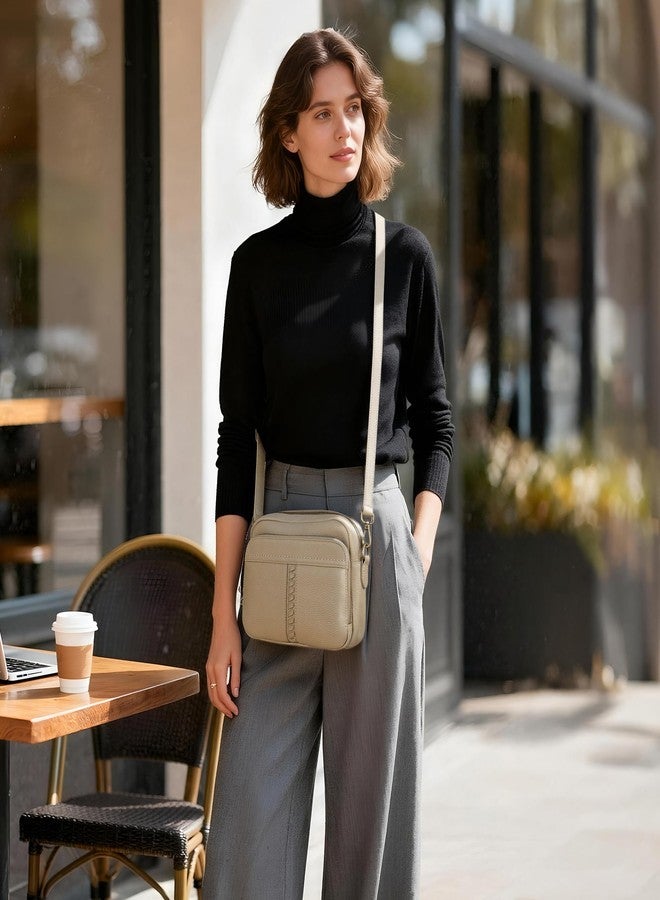 befen Geniune Leather Crossbody Bag for Women Travel Anti Theft Purse and Hangbags with Built in RFID Wallet, Taupe, One Size - Image 2