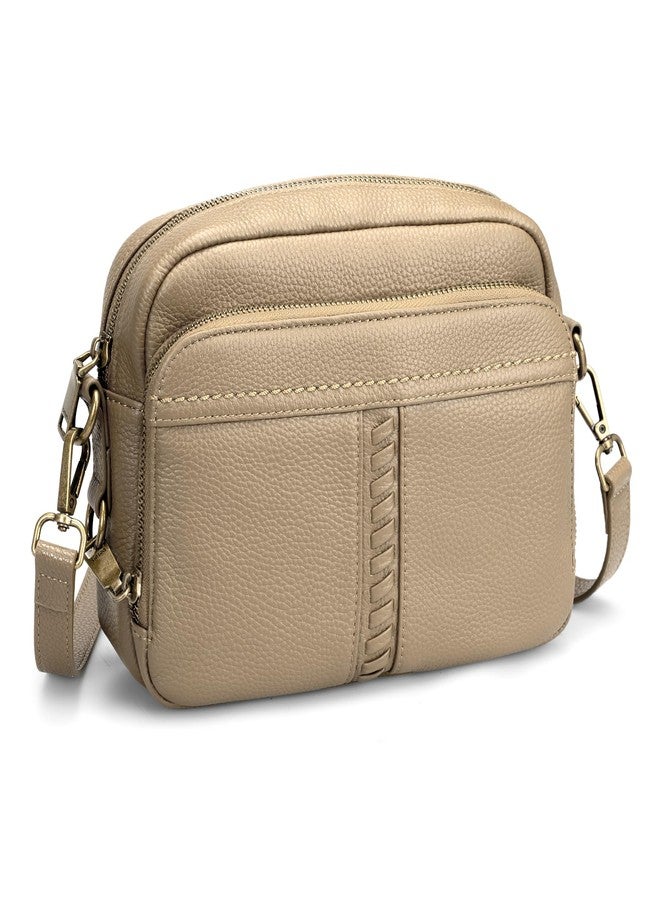befen Geniune Leather Crossbody Bag for Women Travel Anti Theft Purse and Hangbags with Built in RFID Wallet, Taupe, One Size - Image 1